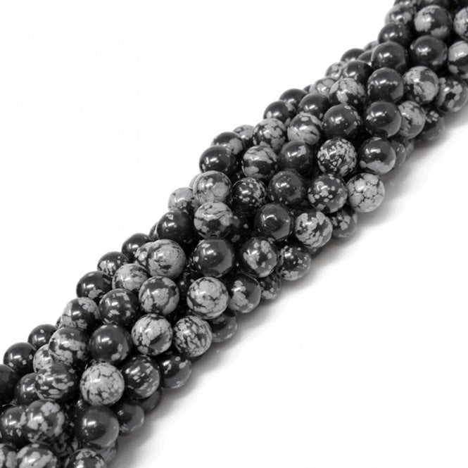 Snowflake Obsidian Semi Precious Stones 8mm - 39cm String