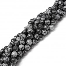 Snowflake Obsidian Semi Precious Stones 8mm - 39cm String