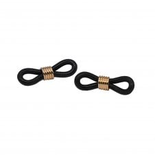 Spectacle/Eyeglass Holders, Rubber Loops - Black/Gold - 10pcs