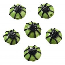 Spider Glass Lampwork Beads 16mm - Green/Black - 1pc