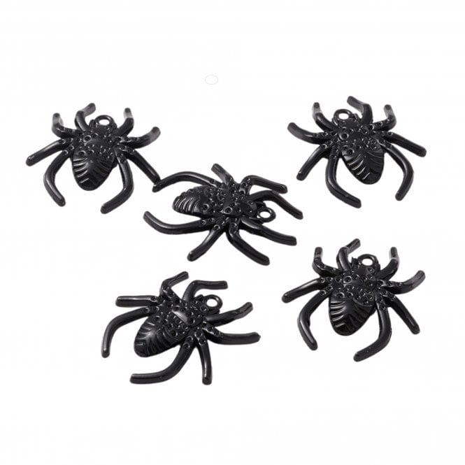 Spider Pendant Metal 28x25mm - Black Plated - 2pcs