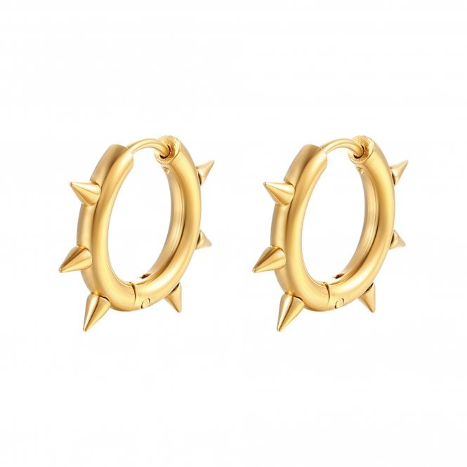 Spike Hoop Earrings 16mm - Stainless Steel Golden - 1 pair