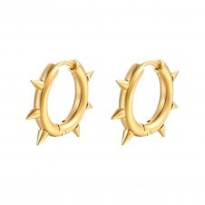 Spike Hoop Earrings 16mm - Stainless Steel Golden - 1 pair