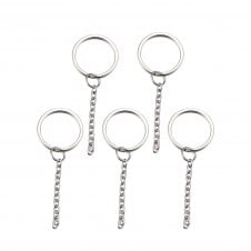 Split Ring/ Key Ring with Chain 25mm - 304 Stainless Steel - 5pcs