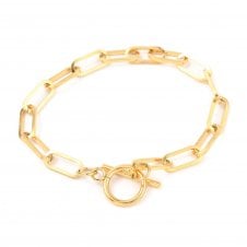 Stainless Steel Paperclip Link Bracelet - Gold Tone - 1pc