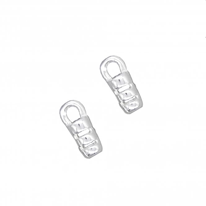 Sterling Silver - 1.2mm Cast Crimp End w/Ring - 2pcs