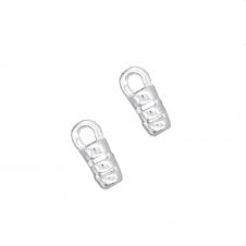 Sterling Silver - 1.2mm Cast Crimp End w/Ring - 2pcs