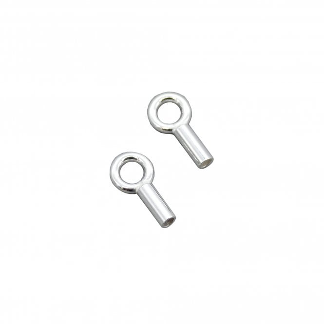Sterling Silver - 1.2mm (Inner Diameter) Crimp End with Loop - 2pcs