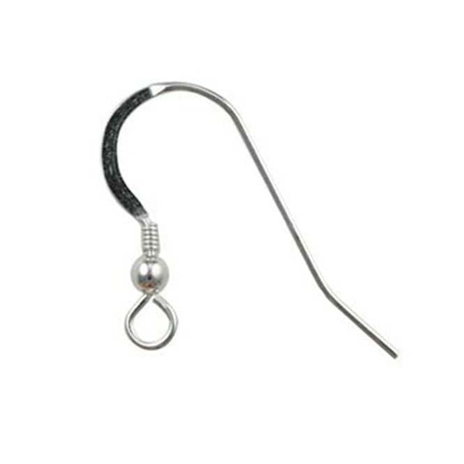 Sterling Silver - 23mm Fish Hook Earwire / Ball & Spring - 2pcs