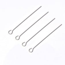 Sterling Silver - 25mm Eyepins Findings - 2pk