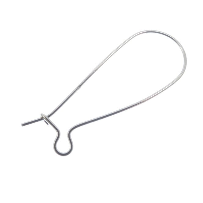 Sterling Silver - 35mm Kidney Earwire - 2pcs