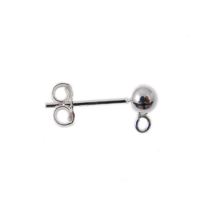 Sterling Silver - 4mm Stud & Loop Earring With Scroll - 2pcs