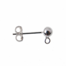 Sterling Silver - 4mm Stud & Loop Earring With Scroll - 2pcs