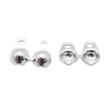 Sterling Silver - Side Hinge Calottes Bead Tips - 2pcs