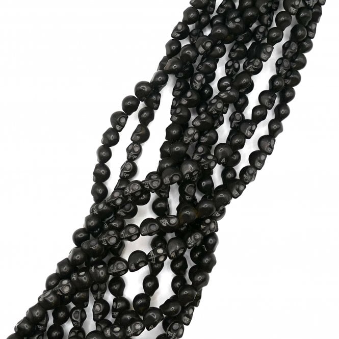 Stone Skull Bead 10mm - Black  - 1 String  