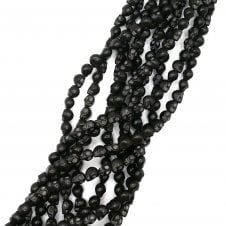 Stone Skull Bead 10mm - Black  - 1 String  
