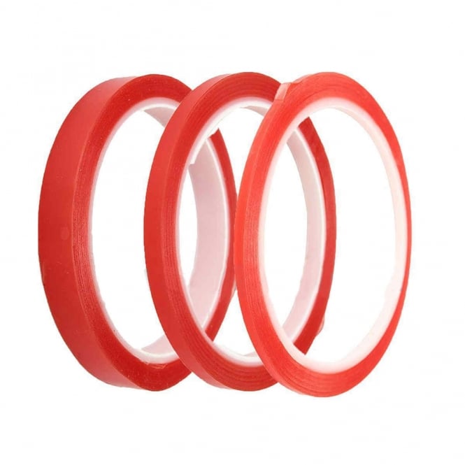Super Sticky, Double Sided Tape, Pack of 3 sizes - 3mm, 6mm & 9mm (5mtrs per roll)
