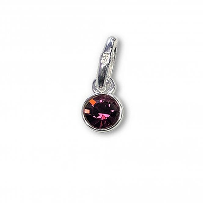 Swarovski/Sterling Silver - 4mm Amethyst Birthstone Bezel Charm (February) - 1pc
