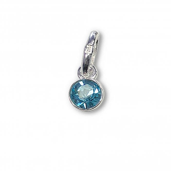 Swarovski/Sterling Silver - 4mm Aquamarine Birthstone Bezel Charm (March) - 1pc