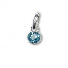 Swarovski/Sterling Silver - 4mm Aquamarine Birthstone Bezel Charm (March) - 1pc