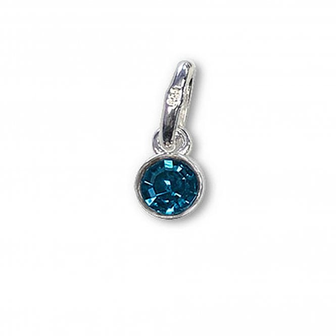 Swarovski/Sterling Silver - 4mm Blue Zircon Birthstone Bezel Charm (December) - 1pc