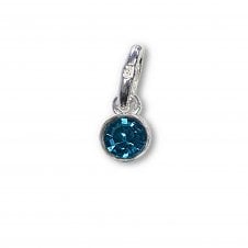 Swarovski/Sterling Silver - 4mm Blue Zircon Birthstone Bezel Charm (December) - 1pc