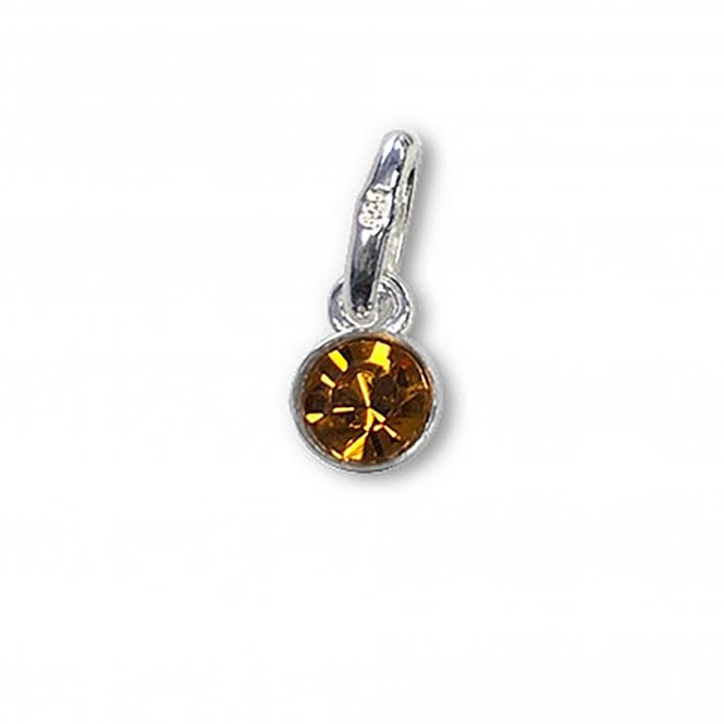 Swarovski/Sterling Silver - 4mm Topaz Birthstone Bezel Charm (November) - 1pc