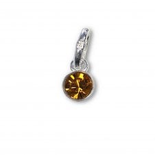Swarovski/Sterling Silver - 4mm Topaz Birthstone Bezel Charm (November) - 1pc