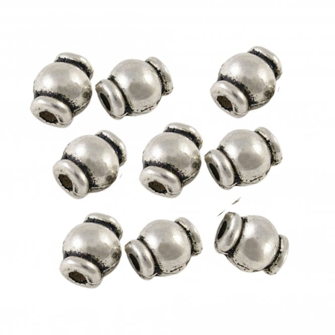 Tibetan Style Bead Barrel 7x5mm - Antique Silver Plated - 20pcs
