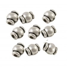 Tibetan Style Bead Barrel 7x5mm - Antique Silver Plated - 20pcs