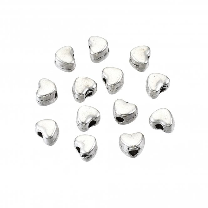 Tibetan Style Bead Hearts 3x4mm - Antique Silver Plated - 50pcs
