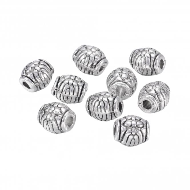 Tibetan Style Beads Barrel Drum 6mm - Antique Silver Plated - 20pcs