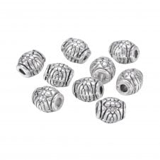 Tibetan Style Beads Barrel Drum 6mm - Antique Silver Plated - 20pcs