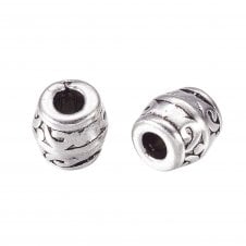 Tibetan Style Beads Barrel Patterned 8x8mm - Antique Silver Plated - 10pcs