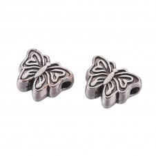 Tibetan Style Beads Butterfly Spacer 12x10mm - Antique Silver Plated - 5pcs