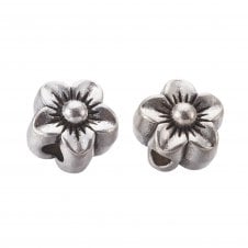 Tibetan Style Beads Chunky Flower 12x10mm - Antique Silver Plated - 5pcs