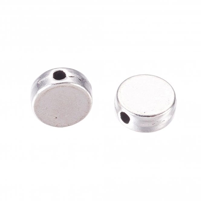 Tibetan Style Beads Flat Round Disc 7x3mm - Antique Silver Plated - 10pcs