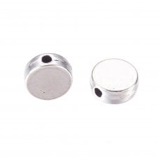 Tibetan Style Beads Flat Round Disc 7x3mm - Antique Silver Plated - 10pcs