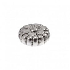 Tibetan Style Beads Flower Patterned Disc 7x3mm - Antique Silver Plated - 10pk