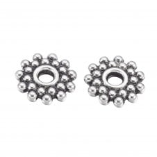 Tibetan Style Beads Gear Disc 9mm - Antique Silver Plated - 20pcs