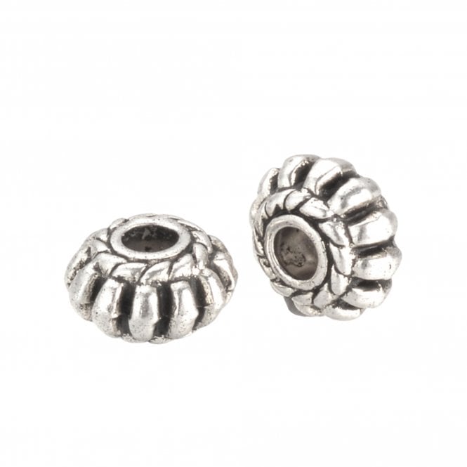 Tibetan Style Beads Lantern Rondelle 8x4mm - Antique Silver Plated - 10pcs