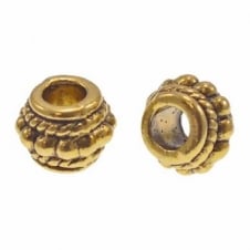 Tibetan Style Beads Large Hole Barrel 8mm - Antique Gold Plated - 10pk