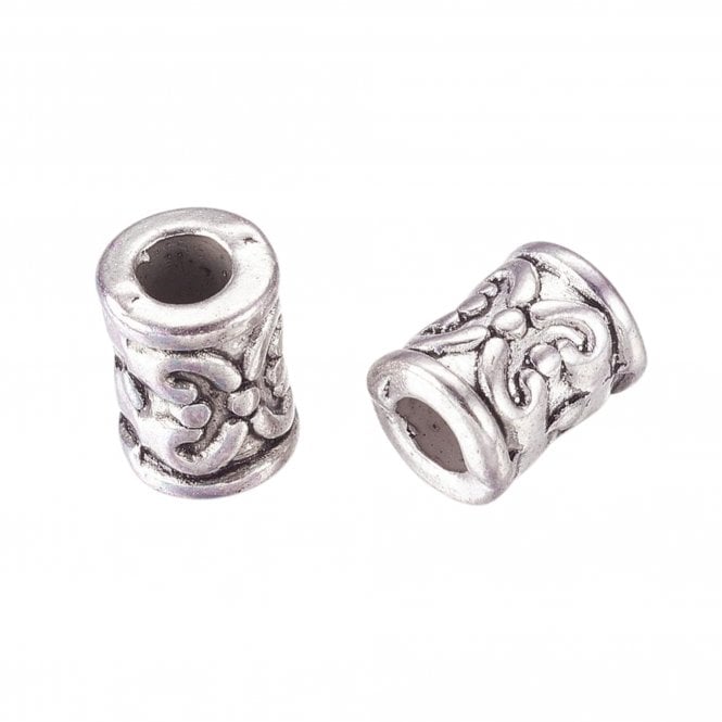 Tibetan Style Beads Patterned Tube Spacer 7x5mm - Antique Silver Plated - 10pcs