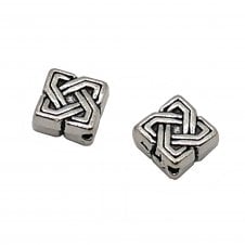 Tibetan Style Beads Rhombus Shape 7x4mm - Antique Silver Plated - 10pcs