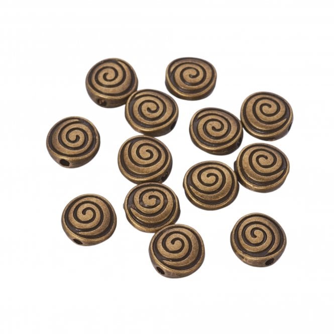 Tibetan Style Beads Spiral 8x4mm - Antique Brass Plated - 20pcs