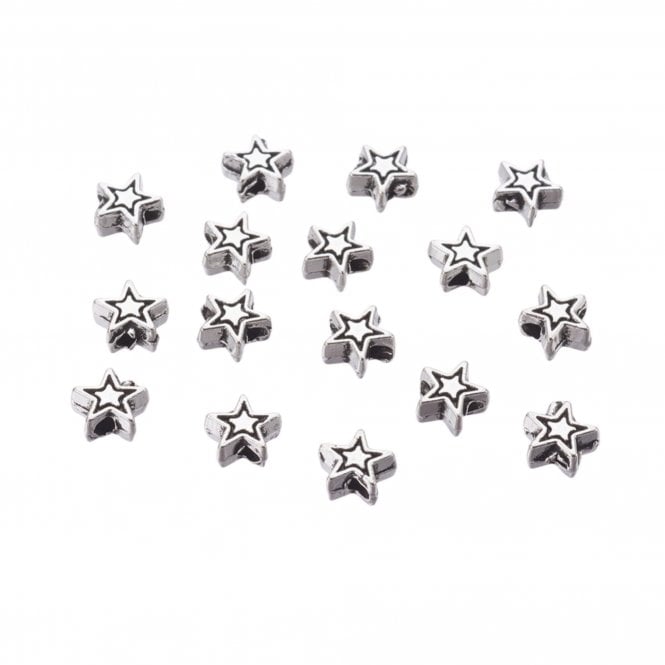 Tibetan Style Beads Stars 6mm - Antique Silver Plated - 20pcs