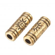 Tibetan Style Beads Sunshine Tube Spacer 9x3mm - Antique Gold Plated - 10pcs