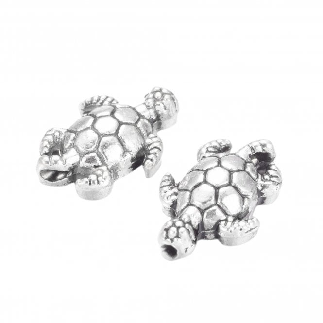 Tibetan Style Beads Tortoise 12x9mm - Antique Silver Plated - 10pcs