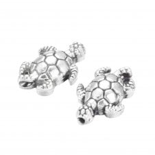 Tibetan Style Beads Tortoise 12x9mm - Antique Silver Plated - 10pcs
