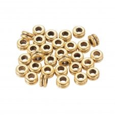 Tibetan Style Beads Tyre 5x4mm - Antique Gold Plated - 20pcs